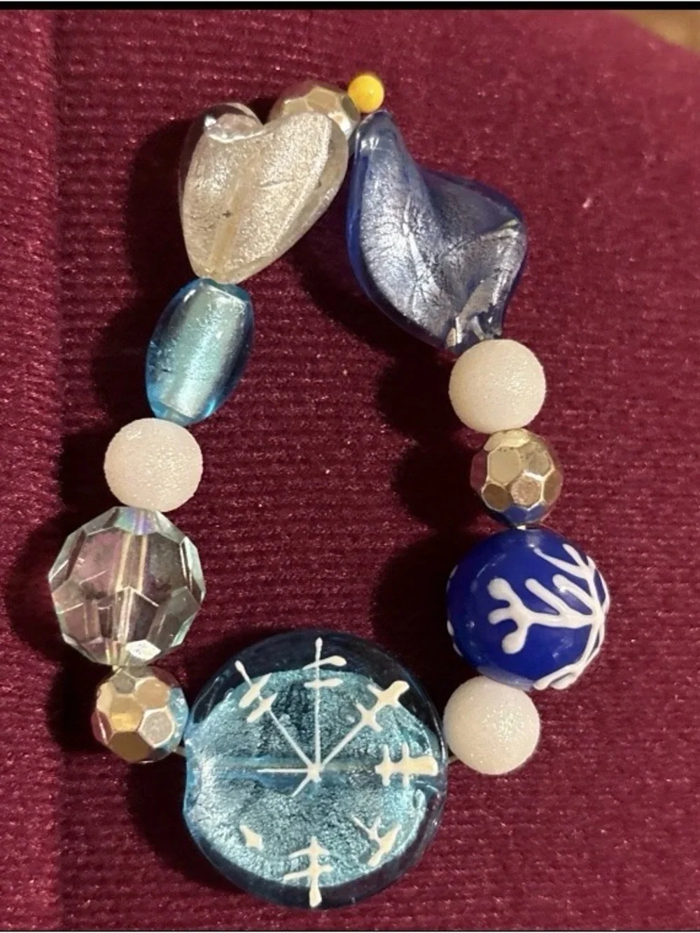 Blue Chunky Snowflake Christmas Bracelet Necklace And Earring Set